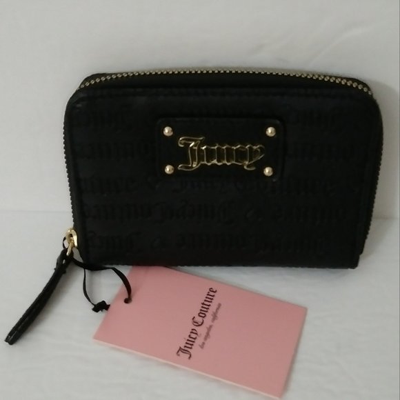Juicy Couture Black Bi-fold Wallet Logo - Picture 1 of 13